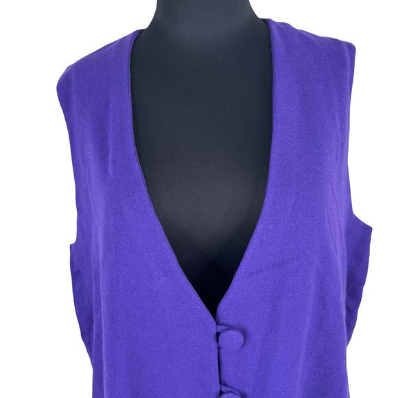 Vintage 90s Purple Longline Vest Tailored Minimalist S/M Chic Power - Picture 8 of 13